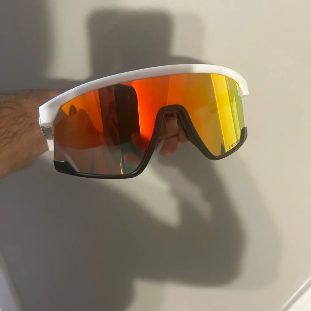 White and Black Sports Sunglasses with Red Lens